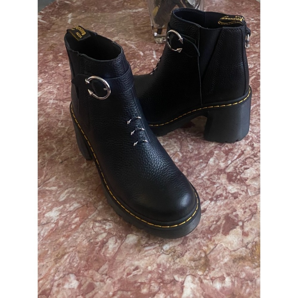 New Dr Martens Spence HDW Women Black Milled Nappa Leather Piercing Boot 10 $300